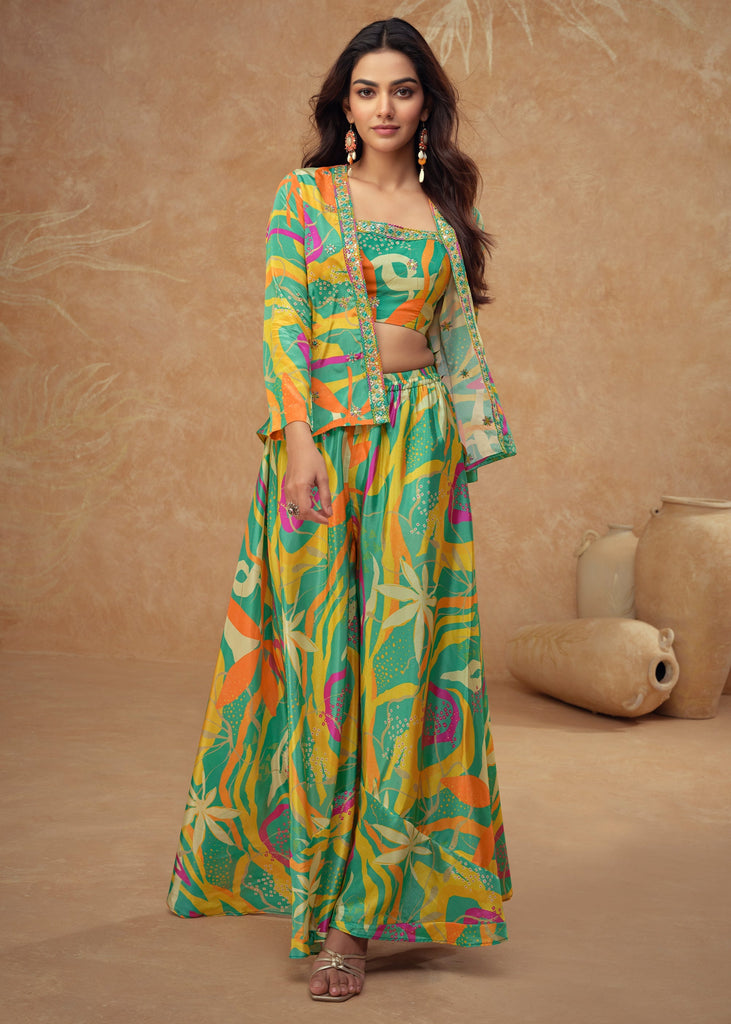 Emerald Hues Indo-Western Fusion