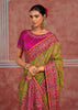 Lime Green Embroidered Designer Saree