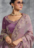 Regal Purple Embroidered Tissue Silk Saree