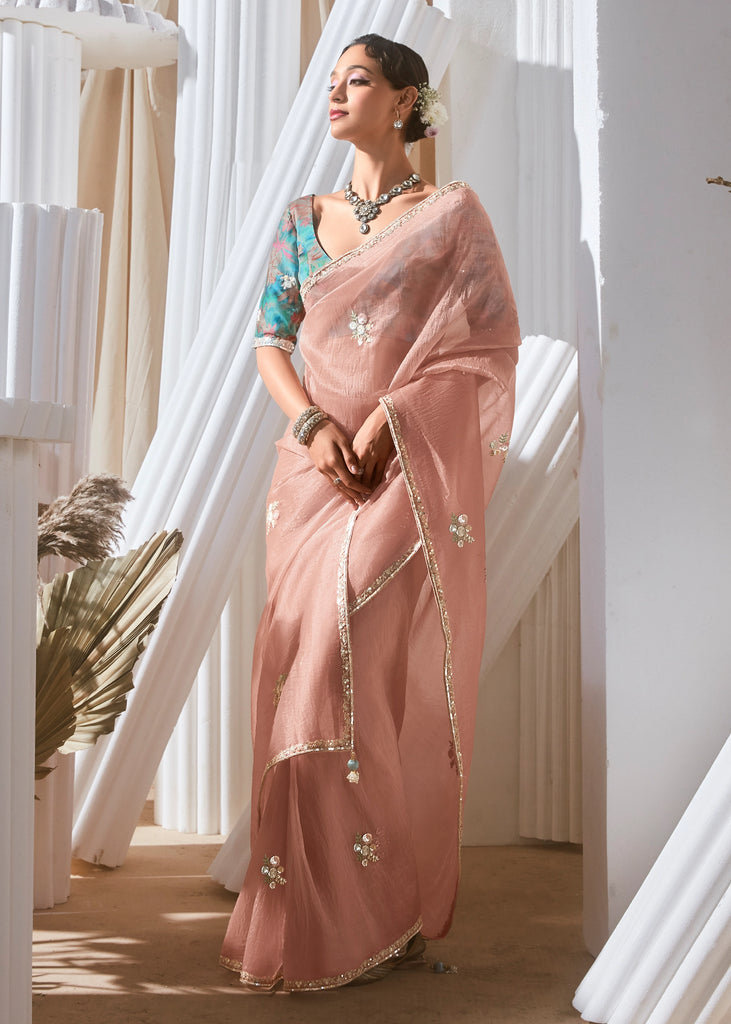 Bloom Pink Designer Silk Saree
