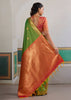 Summer Green Woven Silk Saree With Contrast Blouse