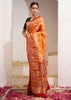 Inaya : Orange Ikat Patan Patola Banarasi Saree with Brocade Border