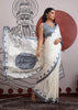 Powder Grey Printed  Satin Silk Saree