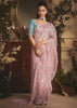 Blush Pink Tissue Organza Designer Saree