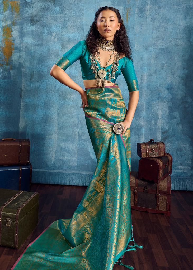 Tropical Green Banarasi Silk Saree