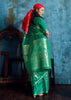 Peacock Green Woven Banarasi Satin Silk Saree
