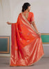Peel Orange Woven Banarasi Satin Silk Saree