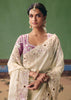 Snow White Embroidered Designer Saree