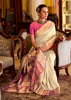 Off White Banarasi Soft Silk Saree