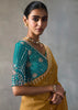 Mustard Yellow Embroidered Silk Saree With Heavy Blouese