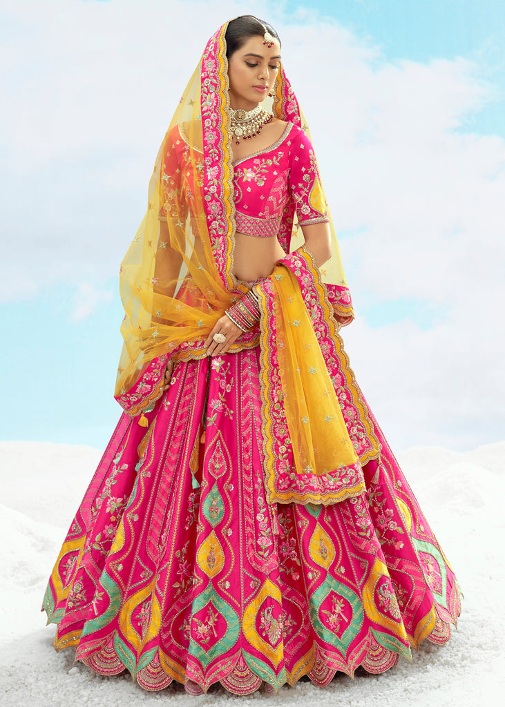 Magenta Pink Heavy Embroidered Designer Lehenga Set