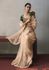Golden Beige Embroidered Silk Saree With Heavy Blouse