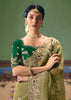 Kiwi Green Embroidered Designer Saree