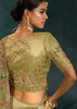 Mehandi Green Embroidered Designer Tissue Saree