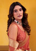 Orange Peach Woven Tusser Silk Saree