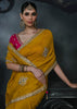 Honey Yellow Embroidered Designer Saree