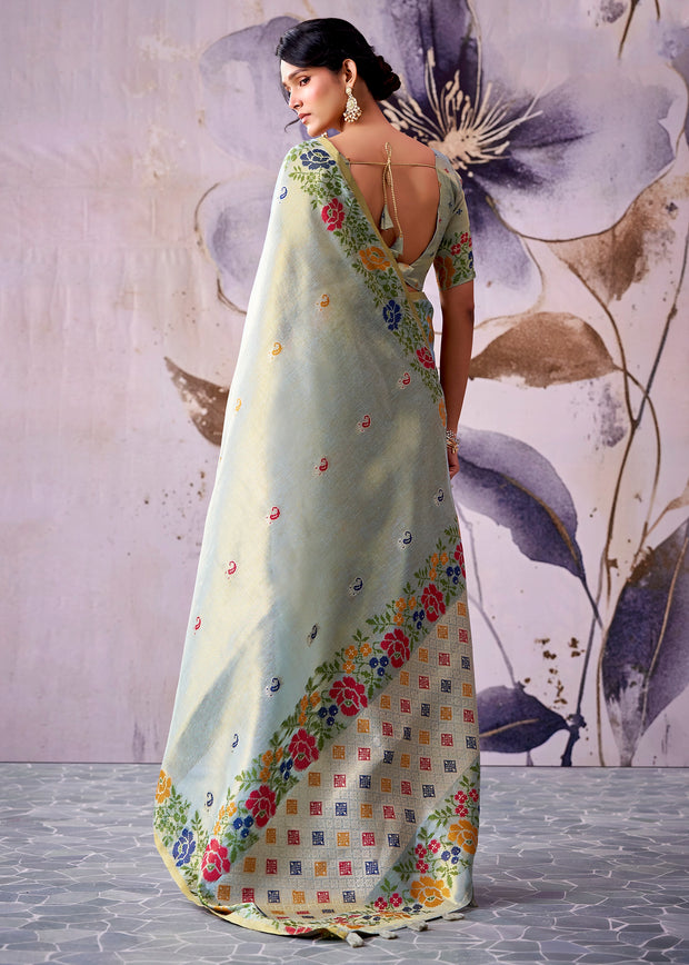 Haze Blue Woven Tissue Silk Saree