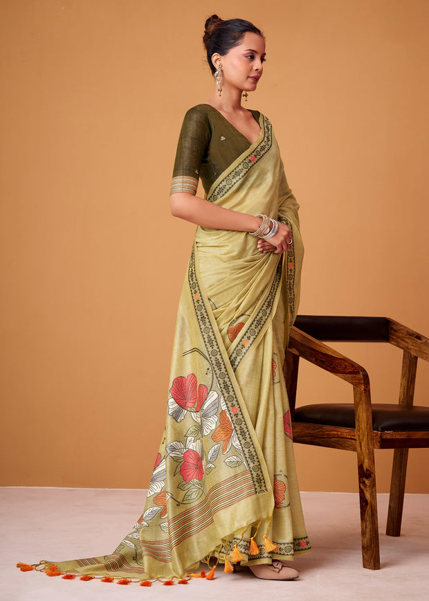 Lily Green Woven Cotton Saree