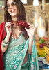 Ceramic Blue Printed Georgette Silk Saree