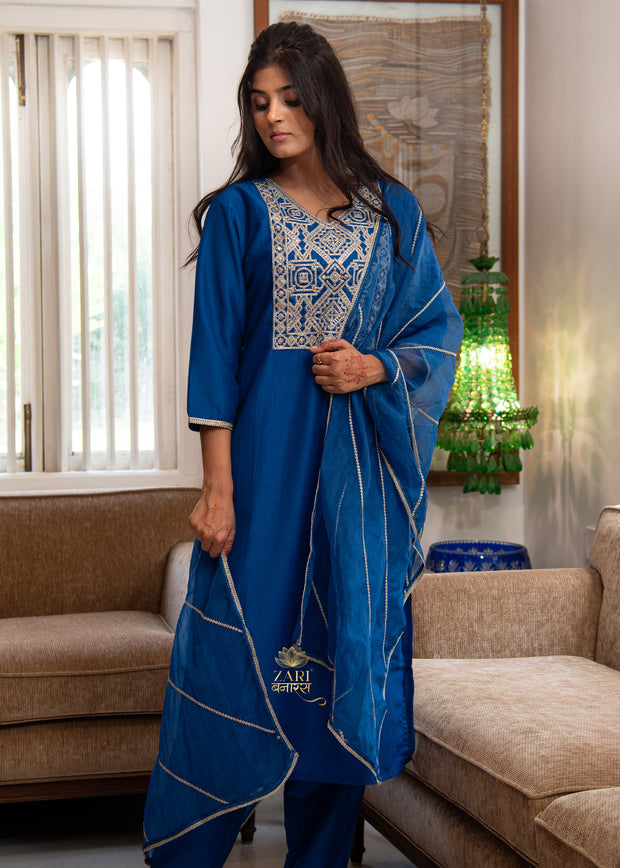 Sapphire Geo Bloom Embroidered Suit Set (10702034272449)