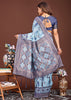 Sky Blue Woven Cotton Linen Silk Saree