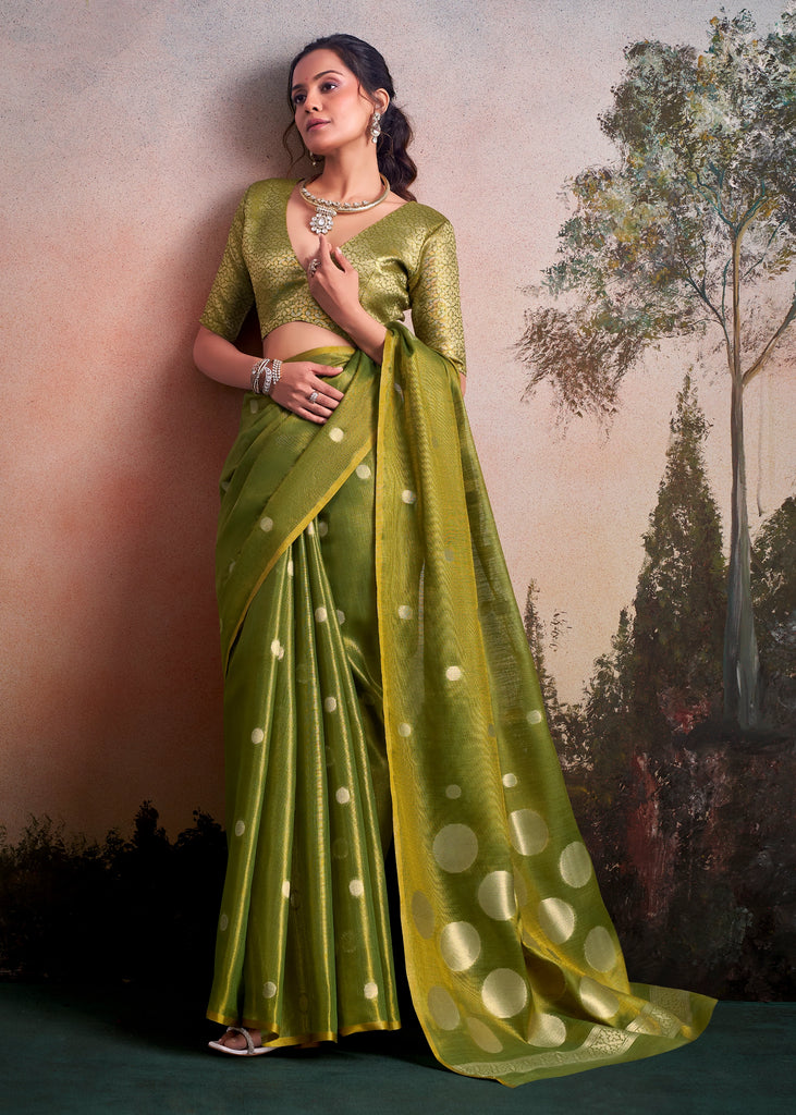 Light Green Woven Tissue Silk Saree