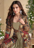 Golden Green Shrug Style Gown with Embroidered Work
