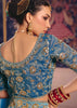 Sky Blue Embroidered Tissue Designer Saree