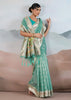 Ocean Green Woven Banarasi Tissue Silk Saree