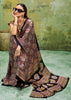 Black Printed Satin Silk Saree