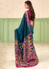 Coral Blue kalamkari Printed Cotton Silk Saree