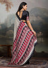 Black And White Printed Satin Silk Saree