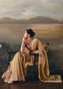 Beige Tissue Embroidered Wedding Wear Saree