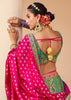 Green & Pink Banarasi Silk Embroidered Lehenga