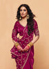 Sangria Red Embroidered Designer Tissue Saree