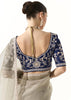 Powder Grey Designer Organza Tissue Silk Saree
