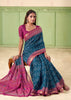 Teal Blue Patola Printed Cotton Silk Saree
