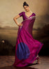 Dahlia Purple Printed Satin Silk Saree