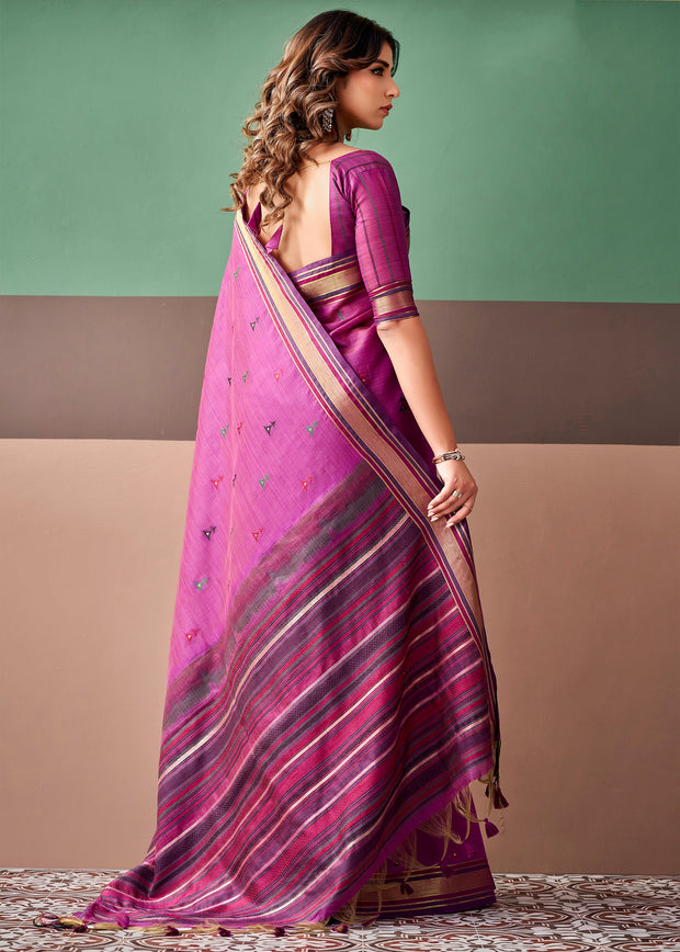 Dahlia Purple Woven Cotton Silk Saree