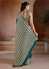 Bottle Green Printed Satin Silk Saree