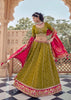 Olive Green Embroidered Designer Lehenga Set