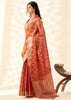 Rust Orange Woven Linen Tissue Silk Saree
