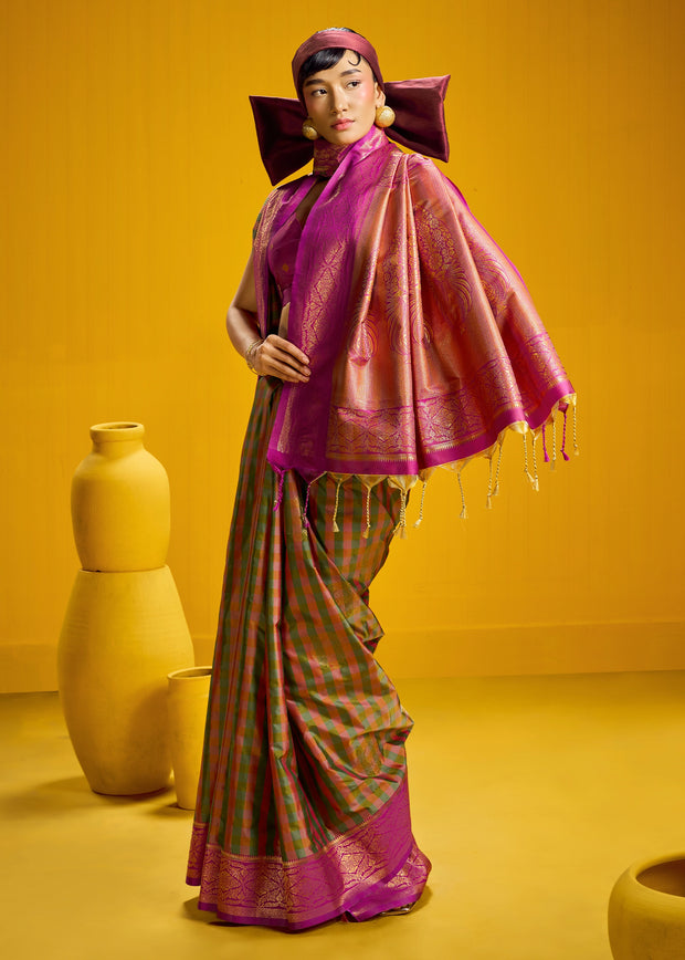Mehndi Green Banarasi Silk Saree