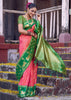 Peach Pink Woven Banarasi Silk Saree