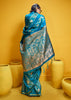 Vivid Blue Woven Banarasi Satin Silk Saree