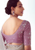 Lavender Purple Embroidered Designer Tissue Saree