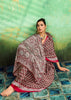 Chocolate Brown Printed Satin Silk Saree