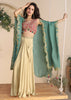 Beige And Green Designer Indo Western Set
