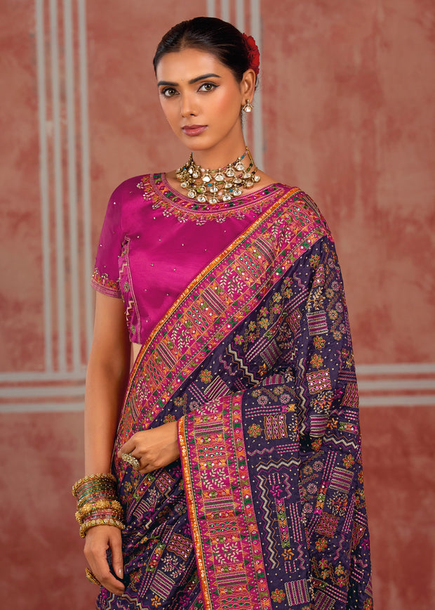 Patrician Purple Embroidered Designer Saree