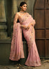 Baby Pink Designer Embroidered Silk Saree